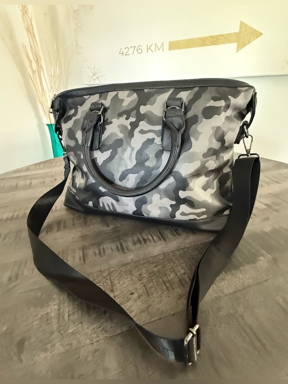Men's Gray Camo Belt Bag with Black Trim